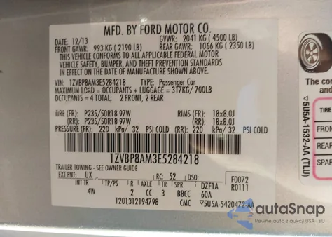 2014 Ford Mustang V6 Premium z USA, uszkodzony, nr VIN 1ZVBP8AM3E5284218